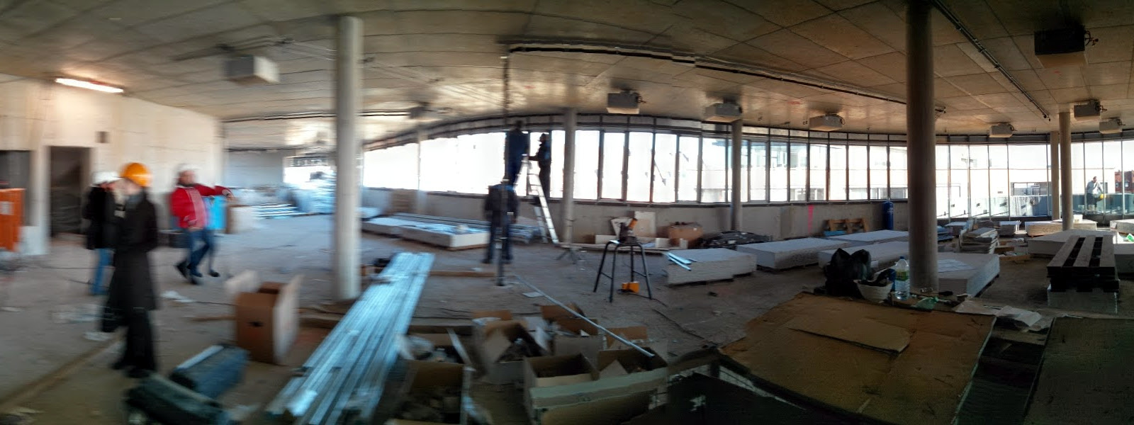 "Starting to install a/c, wiring, supporting frames and all the other nice little things that make an office liveable!"