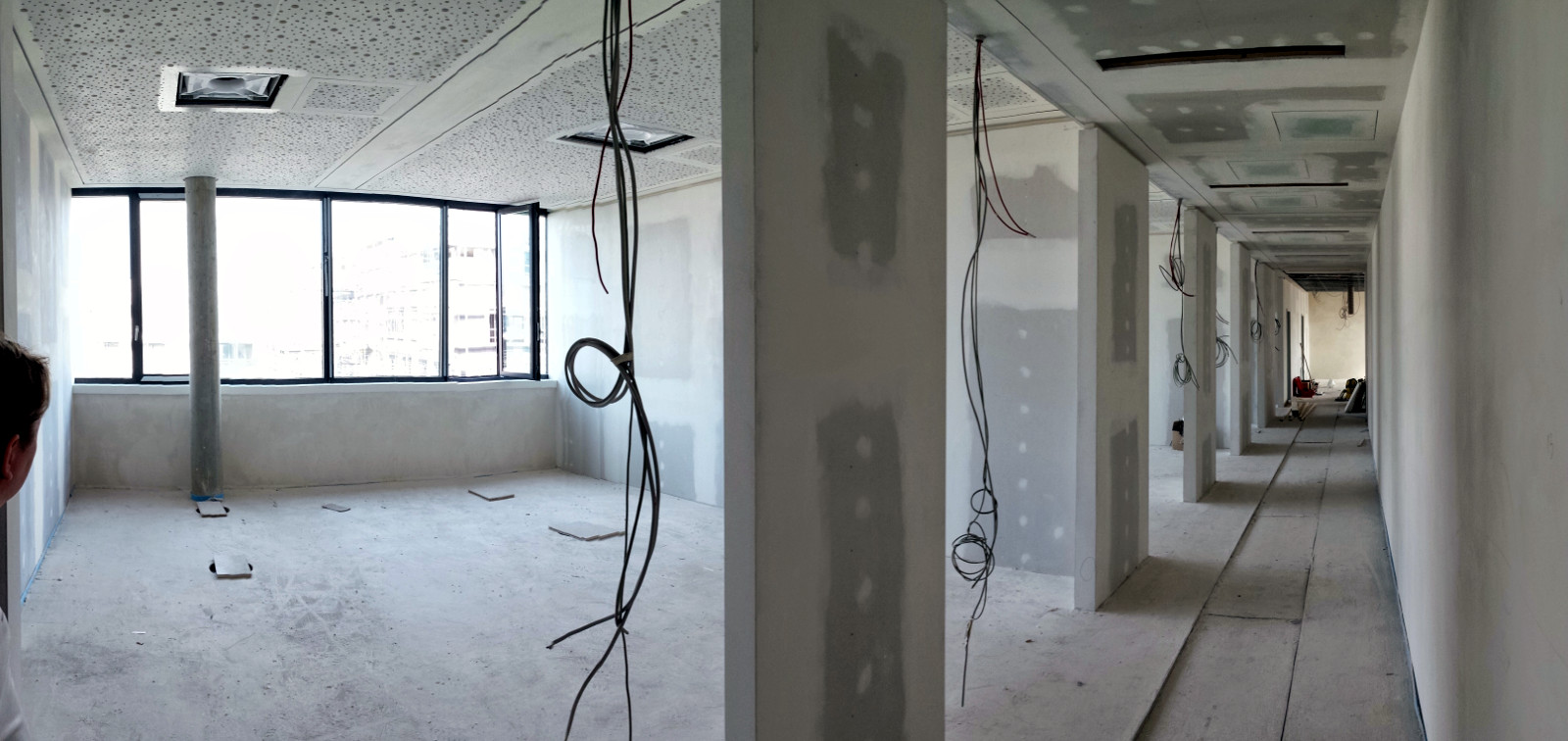 "The smaller office rooms are also almost finished. Looking good, doesn't it?"