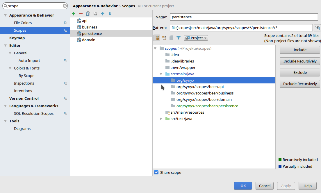"Creating Scopes using Settings"