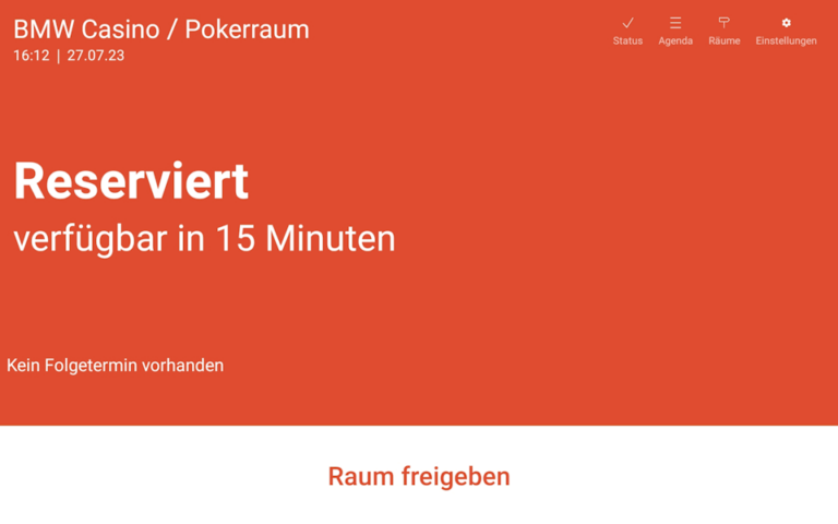 Reservierter Raum in der MeeRoo App